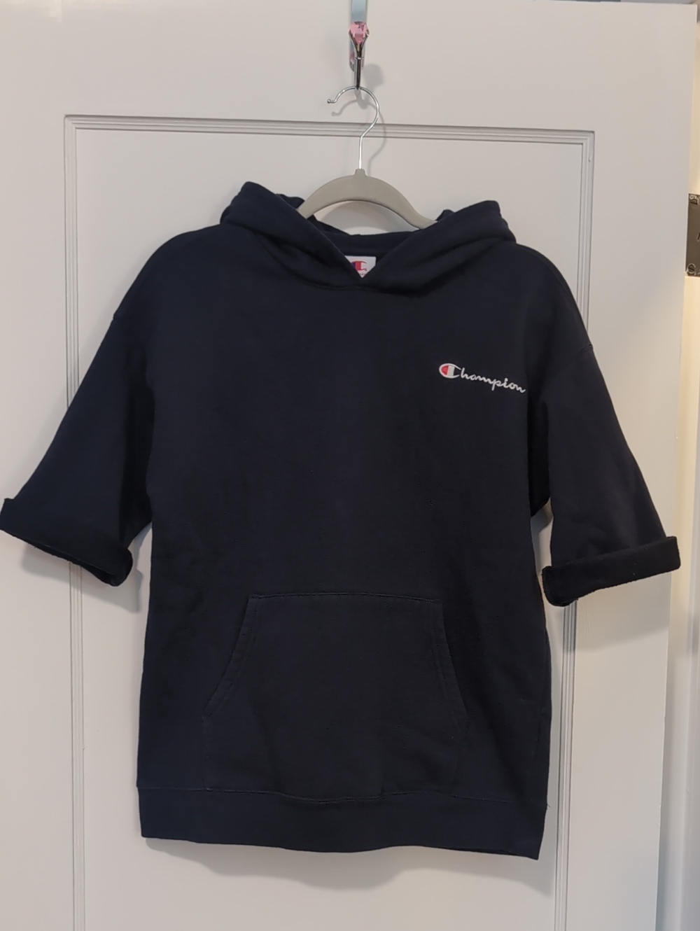 Champion Navy Short-Sleeve Pullover Hoodie